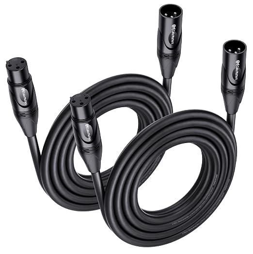 Cable Matters 2-Pack Premium XLR to XLR Cable, Microphone Cable, M-F, 15ft | Mic Cable, Male to Female, 21 AWG Oxygen-Free Copper (OFC), Black by CableMatters