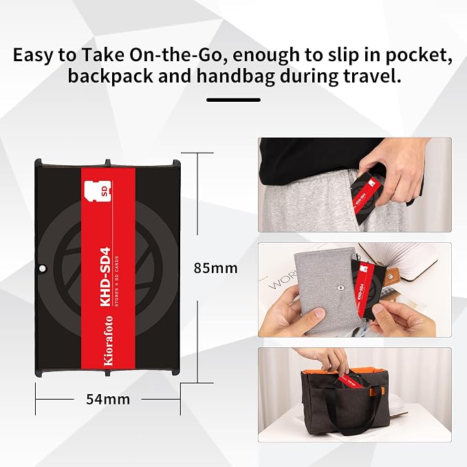 Kiorafoto KHD-SD4 Easy Carry 4 Slots Slim Credit Card Size Lightweight Portable SD Memory Card Case Storage Keeper Holder Protector for 4 SD SDHC SDXC Cards - Image 4