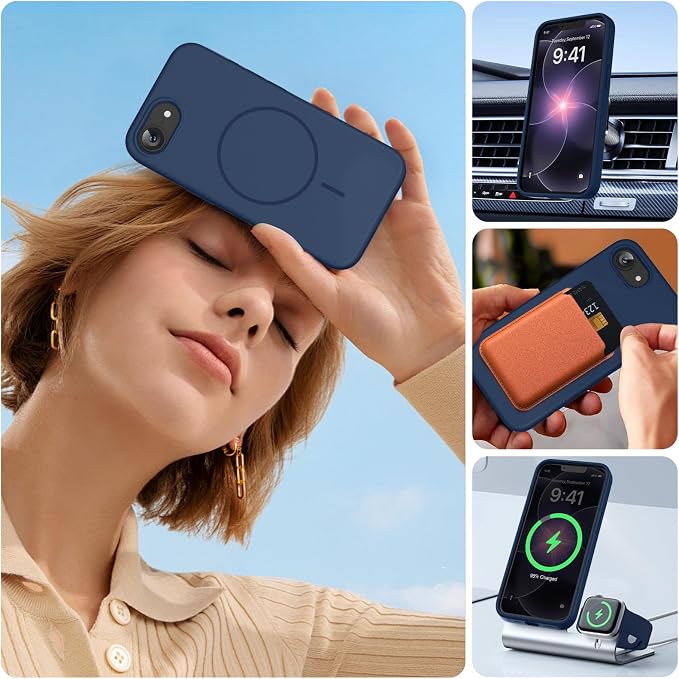miracase Magnetic for iPhone 17e Case & iPhone 16e Case, [Soft Anti-Scratch Microfiber Lining], Compatible with MagSafe, Silicone Shockproof Protection Phone Case for iPhone 17e/16e, Dark Blue - Image 6