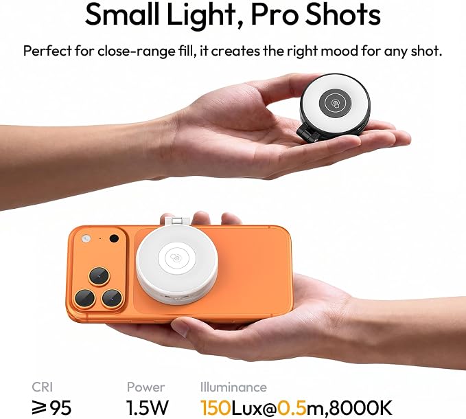 ULANZI LM21 Dual Sided Magnetic Phone Selfie Ring Light for iPhone/Android | for MagSafe, 8000K CRI≥95, Touch Control, Extendable, Rechargeable, for Vlog,Video Call,TikTok,Video Call,Live Stream - Image 9