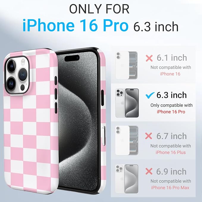 TPU Phone Case for iPhone 16 Pro, MagSafe Wireless Charging Compatible, Shockproof Slim Fit Protective Cover with Anti-Yellowing & Raised Camera Protection (Plaid 4, iPhone 16 Pro) - Image 2