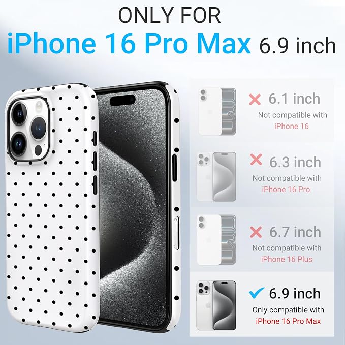 TPU Phone Case for iPhone 16 Pro Max, MagSafe Wireless Charging Compatible, Shockproof Slim Fit Protective Cover with Anti-Yellowing & Raised Camera Protection (Polka dot 8, iPhone 16 Pro Max) - Image 2