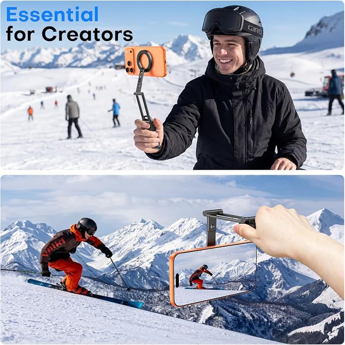 OMOTON TP06-E [3-Adjust] Sturdy Compact Magnetic Phone Tripod for iPhone 17 | Mini Phone Stand for MagSafe, Two 1/4" Screw& Arca, Fold Hook, Fits Vlog, Creators, Live, Women Men Gift, Travel Essentials - Image 4