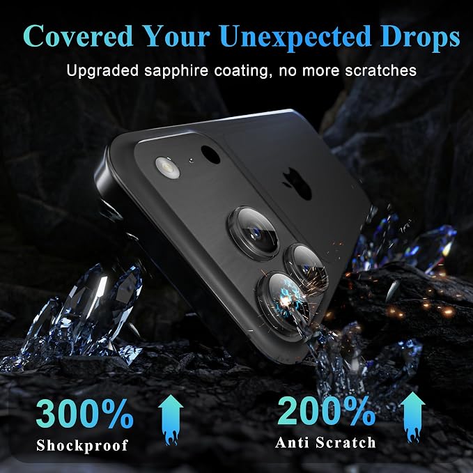 YWXTW Camera Lens Protector for iPhone 17 Pro/iPhone 17 Pro Max, [1 Step Installation Tray] Tempered Glass Screen Protector Metal Individual Camera Cover Accessories Case Friendly (Transparent) - Image 3
