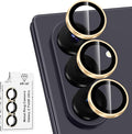 for Samsung Galaxy Z Fold 8 Ultra Camera Lens Protector, Individual Metal Ring Tempered Glass Lens Cover, [Strong Adsorption] Scratch Resistant Ultra-Thin HD Clear Lens Cover, 1 Set-Gold Ring by Btscase