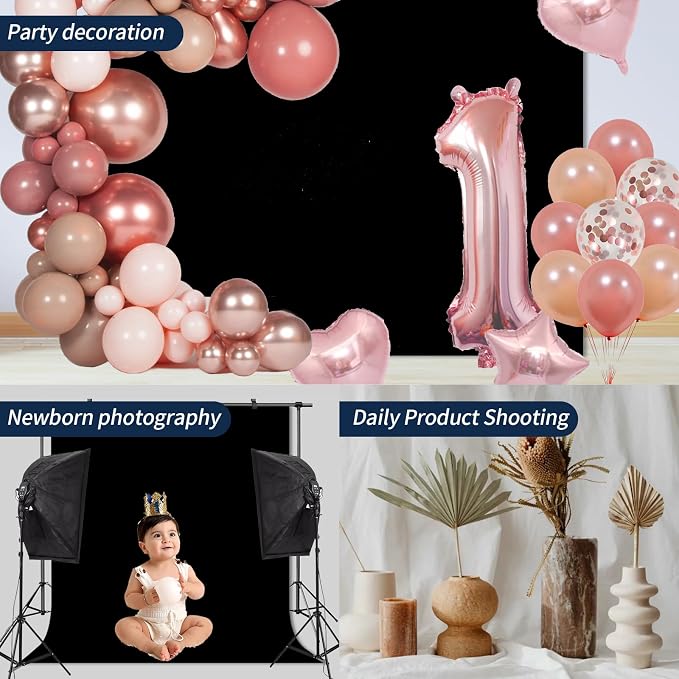 Black Photo Backdrop for Photoshoot Solid Color Background 10x20 ft | Photography Studio Photobooth Curtain for Headshot, Homestudio, Portrait, Video, Meeting, Easy to Install, Washable Fabric - Image 4