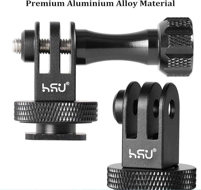 HSU Aluminum Cold Shoe Mount Adapter, 1/4”-20 Screw Hole Tripod Mount | for GoPro Hero 13/12/11/10/9/8/7/6, DJI Osmo Action AKASO, Applicable for Tripod Selfie Stick Monopod and DSLR Camera Flash - Image 4