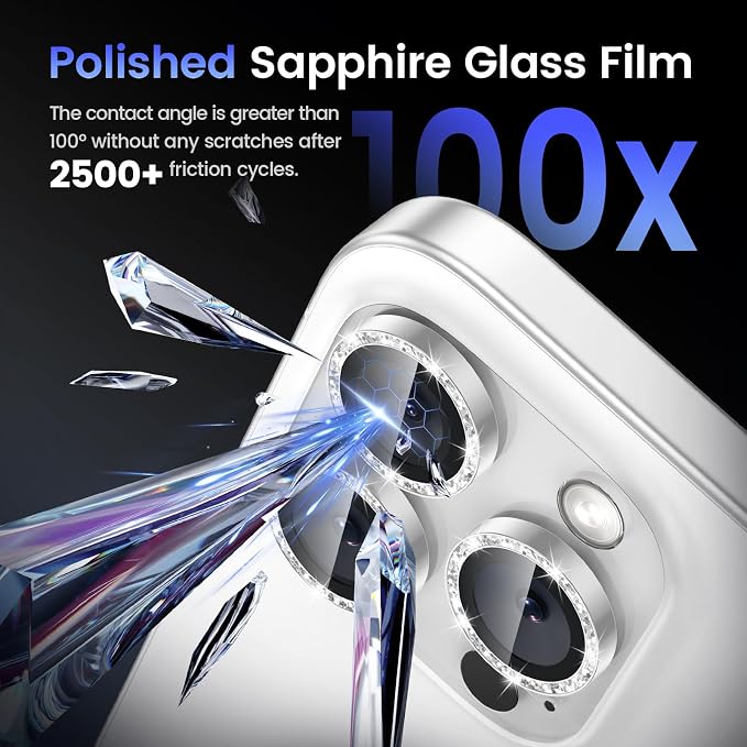 Tensea Camera Lens Protector Compatible for iPhone 17 Pro Max/17 Pro/15 Pro Max/15 Pro/16 Pro Max/16 Pro/14 Pro Max/14 Pro, Metal Tempered Glass Cover Camera Screen Protector Accessories,Case Friendly - Image 6