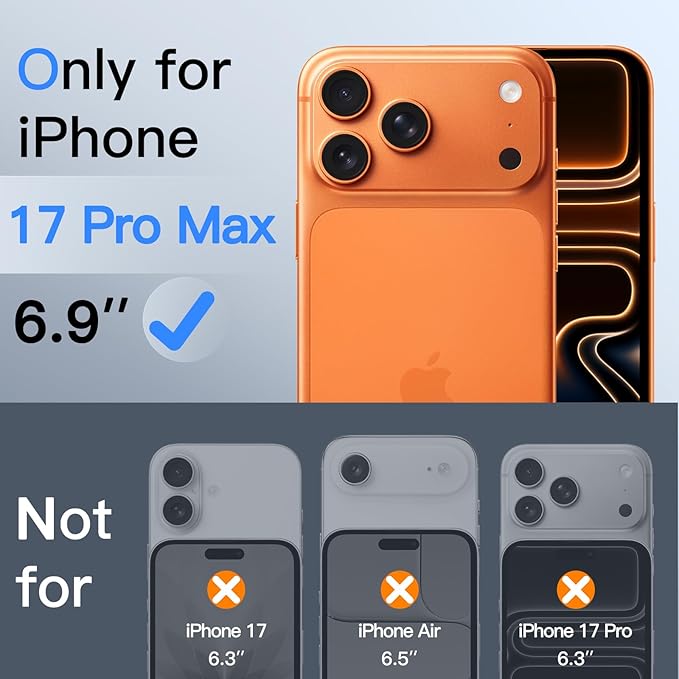 JETech Privacy Screen Protector for iPhone 17 Pro Max, 2+2 Pack | Anti-Spy Tempered Glass, with Camera Lens Protector, Easy Installation Tool - Image 2
