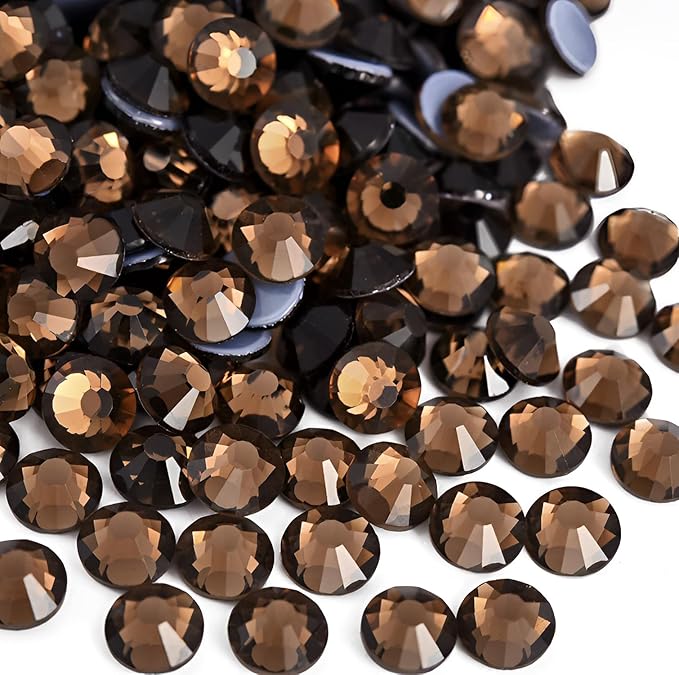 Jollin Hotfix Rhinestones Flatback Crystal Gems 4mm SS16, Smoke Topaz | 1440pcs Hot Fix Crystals Glass Rhinestones for Bedazzling, Crafting, Clothes, Shoes & Accessories DIY Decoration by Jollin