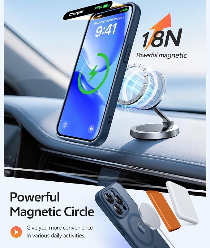 FNTCASE for iPhone 14 Pro Case, Compatible with Magsafe, Screen Protector | Full Camera Protection, Translucent Matte, 14FT Military Grade Drop Proof, Shockproof Protective Phone Cover, Blue - Image 3