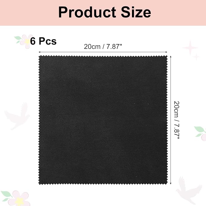 uxcell 6 Pcs Microfiber Cleaning Cloth for Glasses, 8 x 8 Inch Eyeglass Cleaning Cloth, Glasses Cleaner Wipes for Electronics Lenses Screens Cameras Cell Phones, Black - Image 2