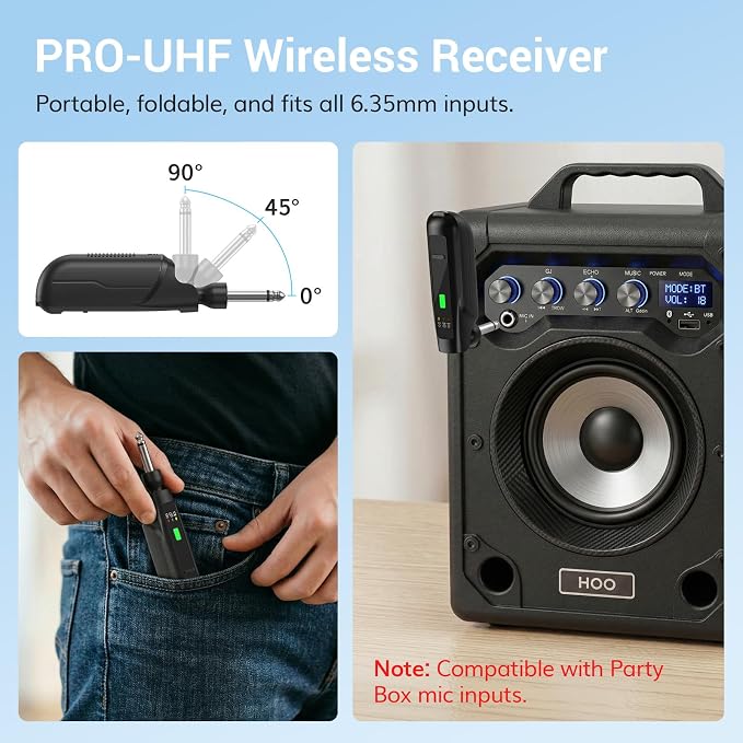 TONOR 2.4G Wireless Microphone, Rechargeable Cordless Handheld Microphone System with Receiver, Karaoke Mic for Singing, Home Party, Birthday, 50ft / 15 m Range, TW-210 - Image 4