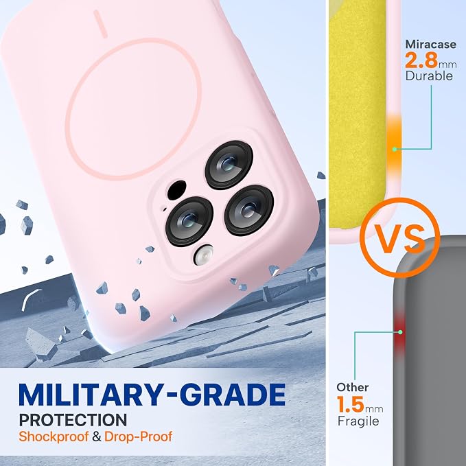 miracase Magnetic for iPhone 16 Pro Max Case, [Soft Anti-Scratch Microfiber Lining], Compatible with MagSafe, Liquid Silicone Case Shockproof Drop Protection Phone Case for 16 ProMax,Sand Pink | Compatible with MagSafe, Soft Microfiber Lining, Premium ... - Image 2