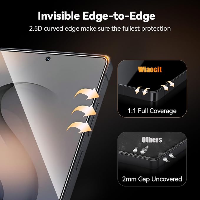 Wiaocit Tempered Glass Screen Protector for Samsung Galaxy S26 Ultra | 3+3 Pack, 9H Hardness, Camera Lens Protector, Installation Frame, Bubble Free, Case Friendly - Image 6