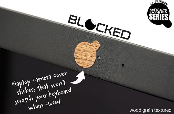 Rigid Series - 2X Thicker | The Original Vinyl Webcam Cover Stickers | Restickable & Stackable Privacy Covers | for All Camera-endable Devices | 3-Sizes | 57 Tabbed Wood Grain Textured - Image 6