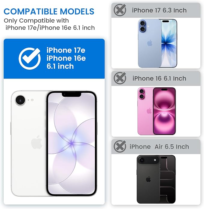 VEGO for iPhone 17e/ iPhone 16e Case with Privacy Screen Protector Blue | Slide Camera Cover & Ring Kickstand Military Grade Heavy Duty Protection Cover for iPhone 17e 5G 6.1 Inch - Blue - Image 2