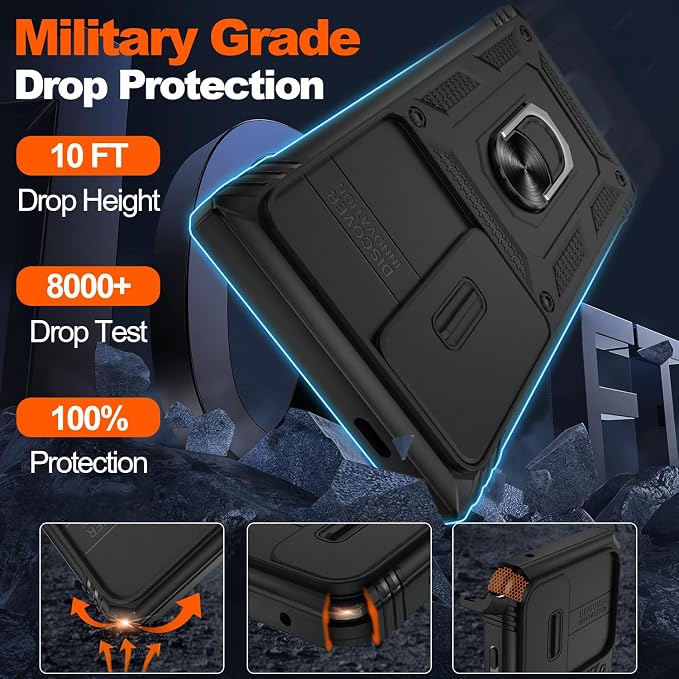 Gritup for S24 Ultra Case: Samsung Galaxy S24 Ultra Case with 2*Screen Protector | Magnetic Stand & Slide Camera Cover | Shock Proof Military-Grade Funda para S 24 Ultra Cover -Black - Image 3
