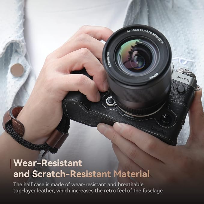 SMALLRIG Half Case for Fujifilm X-T5 with Wrist Strap and Shutter Button | Retro Style Leather Camera Case with Aluminum Baseplate, X-T5 Camera Case Cover for FUJIFILM X-T5-3927 - Image 3