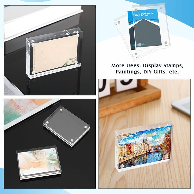 Kigley 48 Pcs 2.5 x 3.5 Inch Mini Acrylic Picture Frames, Clear Acrylic Photo Business Card Frame Desktop Display Double Sided Wallet Size Frame Freestanding Frames for Film Photos Cards Stamp - Image 5
