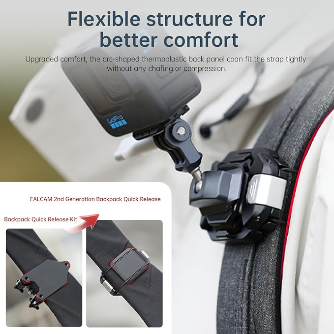FALCAM F38 Backpack Camera Clip V2 with Plate | Arca-Swiss Quick Release, 30kg/66lb Heavy Load, Dyneema Safety Strap, Belt & Strap Mount for DSLR Action Mirrorless – Black - Image 5