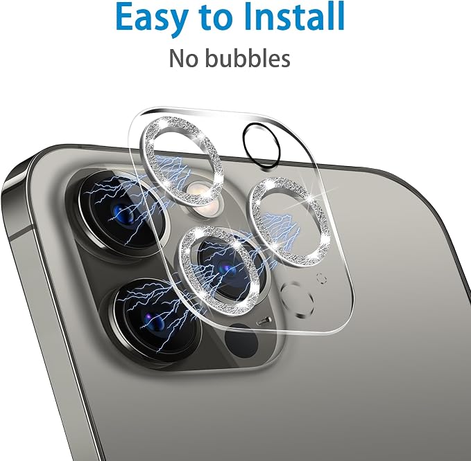 Dengduoduo 3 Pack Tempered Glass Camera Lens Protector for iPhone 12 Pro 6.1", Bling Glitter Sparkle, Ultra HD, 9H Hardness, Anti-Scratch, Case Friendly, Easy to Install [No Affect on Night Shots] - Image 6