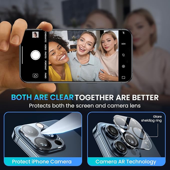 Fotbor [3+3 Pack for iPhone 15 Pro MaxPrivacy Screen Protector & Camera Lens Protector,Privacy 15 Pro Max,Anti Spy Private Tempered Glass Easy Installation Kit 6.7 Inch Accessories,Black (D-1) - Image 5