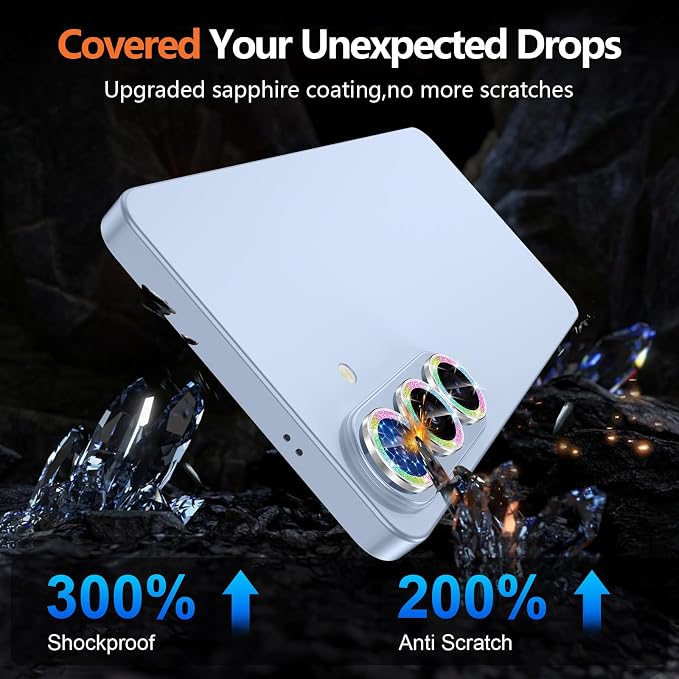 for Samsung Galaxy S26 Camera Lens Protector, Individual Metal Ring Tempered Glass Lens Cover, [Strong Adsorption] Scratch Resistant Ultra-Thin HD Clear Lens Cover,1 Set-Colorful Sparkly - Image 5