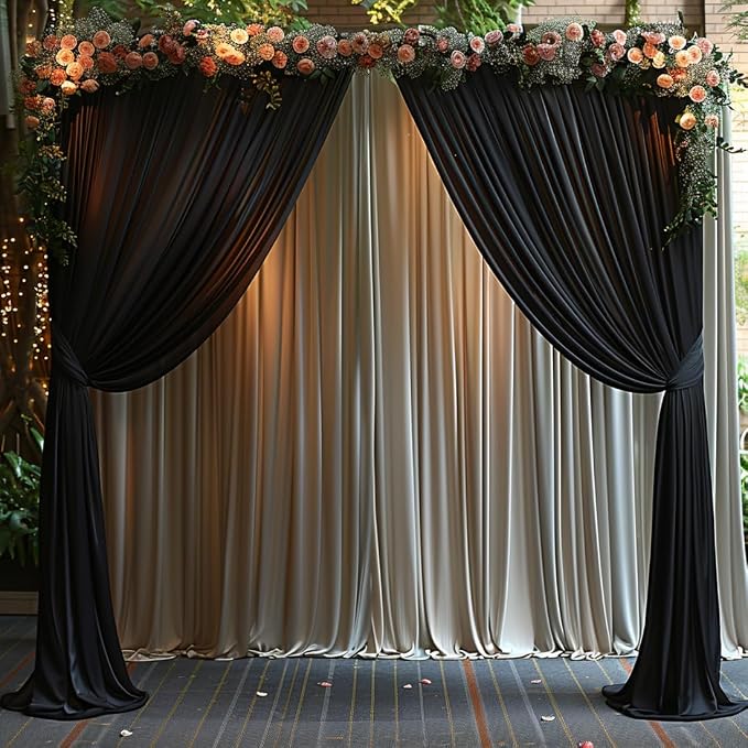 30x10ft Wrinkle Free Black Backdrop Curtain for Parties Soft Fabric Drapes Wedding Black Curtain Backdrop for Birthday Party Decorations Background for Photography 5x10ft, 6 Panels - Image 7
