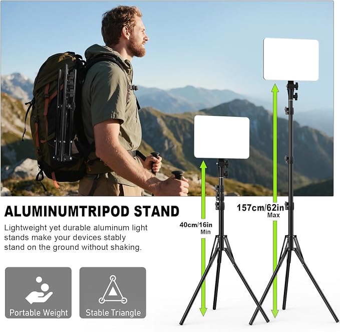30W Upgraded Photography Lighting Kit, Anautin 1-Pack LED Video Lighting for Video Recording, 3700Lux Studio Lights with Tripod Stand for Photography, Streaming, Gaming, Podcast, Filming, Vlogging - Image 7