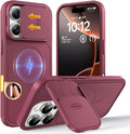 TOCOL for iPhone 16 Pro Case with Slide Camera Cover, Kickstand and Camera Control Button, Fit for MagSafe, Rugged Solid Phone Case, Non-Slip, Drop Protection, Plum by TOCOL