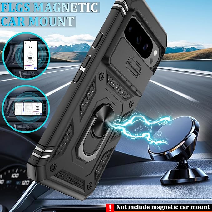 Gritup for Pixel 9/9 Pro Case Military-Grade Shockproof with Kickstand | with 2 PCS Screen Protector, Slide Camera Cover, Heavy Duty Outdoor Protection Funda para Google 9/9 Pro Cover, Black - Image 7