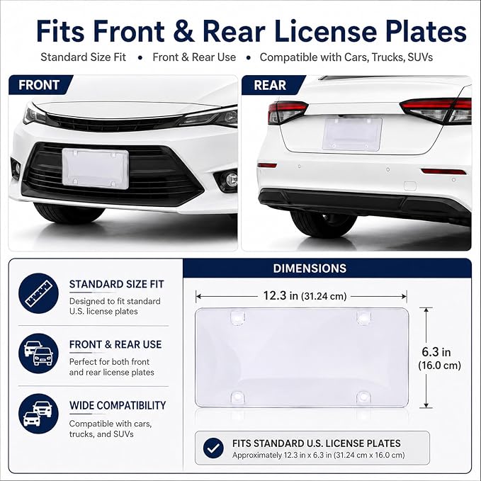 License Plate Camera Blocker, Transparent License Plate Cover Paired with A Silicone Licenses Plates Frame, Easy to Install, Suitable for Front and Rear Licenses Plates (Grey-B) - Image 5