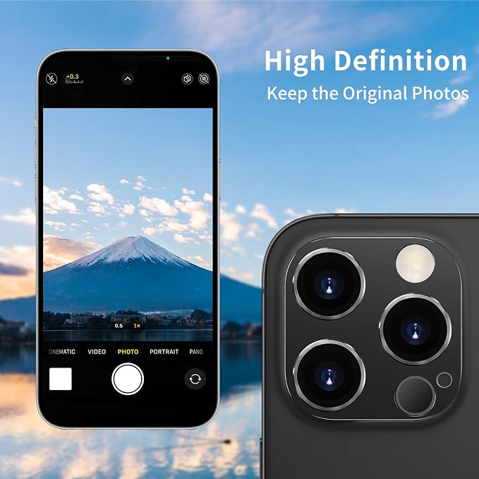 Compatible with iPhone 16 Pro and 16 Pro Max Camera Lens Protector, Anti-Scratch Tempered Glass Metal Camera Screen Protector Shockproof Full Protective Lens Cover, Silver - Image 3