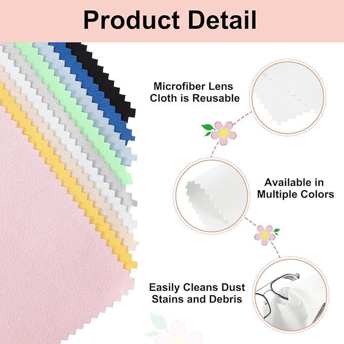 uxcell 6 Pcs Microfiber Cleaning Cloth for Glasses, 11.8 x 11.8 Inch Eyeglass Cleaning Cloth, Glasses Cleaner Wipes for Electronics Lenses Screens Cameras Cell Phones, Light White - Image 3