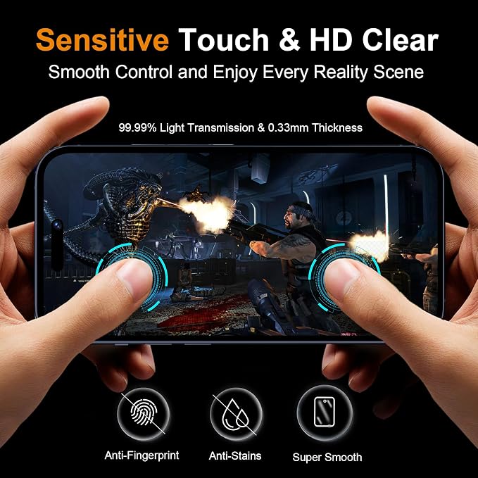QHOHQ 3 Pack Privacy Screen Protector for iPhone 15 Pro Max [6.7 Inch] with 3 Pack Camera Lens Protector, Anti Spy Tempered Glass Film, 9H Hardness, HD, Bubble Free, Case Friendly - Black - Image 3