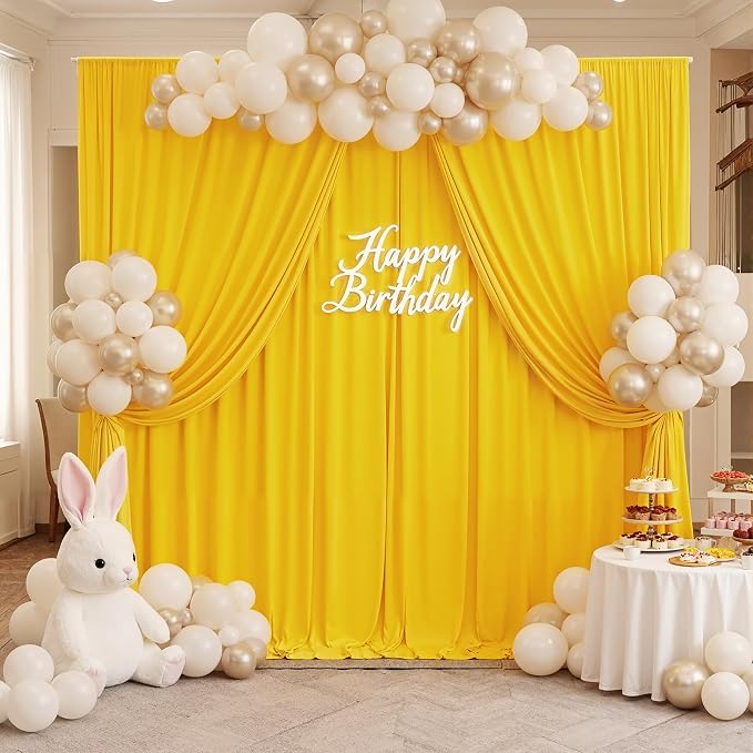 30ft x 10ft Wrinkle Free Yellow Backdrop Curtains for Parties, Thick Polyester Lemon Backdrop Drapes for Birthday Party Wedding Photography Background Baby Shower - Image 5