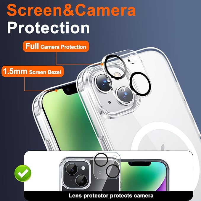 for iPhone 14 Case Clear with Privacy Screen Protector | Full Camera Protection, Transparent Magnetic, Compatible with MagSafe, Shockproof Phone Cover, Slim Fit - Image 6