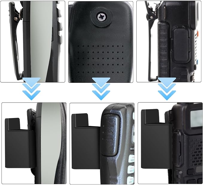 10pcs Walkie Talkies Belt Clip Holder | Black Walkie Talkie Car Mount Handheld Radio Holder with Back Adhesive for Most Handheld Intercom - Image 6