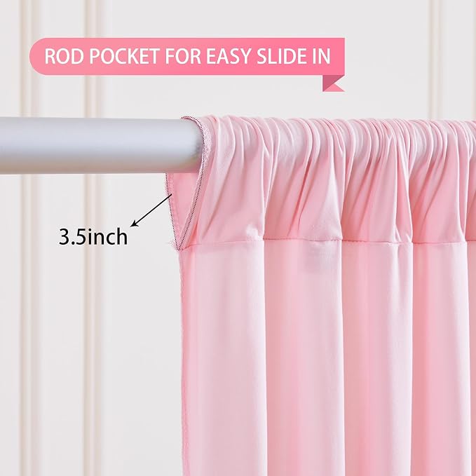Pink Backdrop Curtains-Wrinkle-Free Polyester Photography Drapes Party Curtain Background for Baby Shower Wedding Decorations- 8 X10FT (Pink) - Image 4