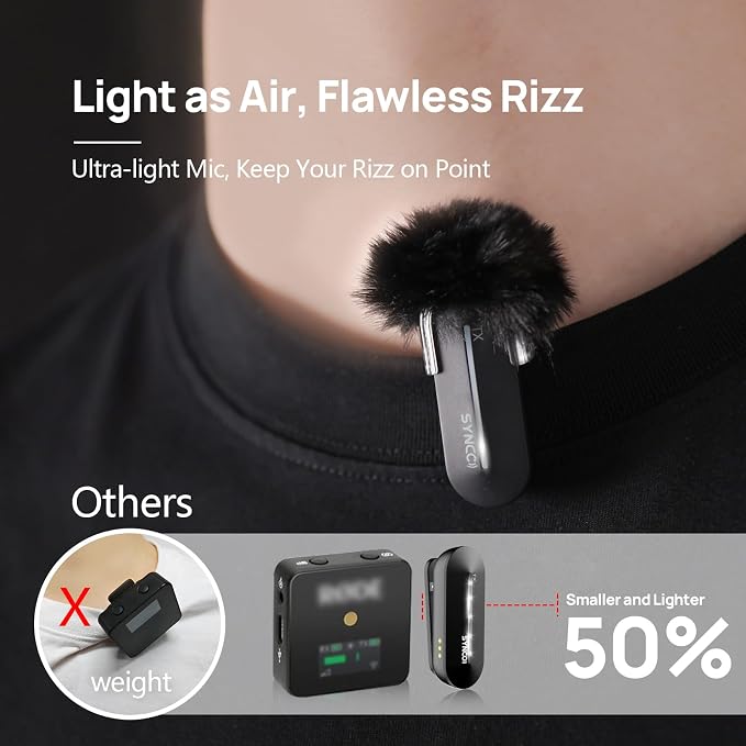 SYNCO Wireless Lavalier Microphone for USB C Smartphones, 48KHz/24Bit Lapel Mic with Charging Case, Noise Cancellation, 492ft Transmission, Real-Time Monitoring for YouTube, TikTok, Podcast & Vlog - Image 3