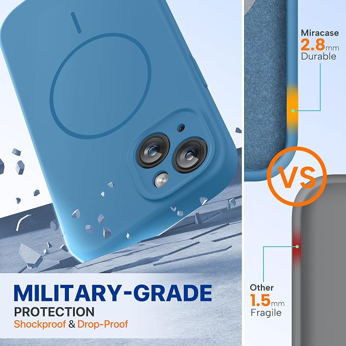Miracase Silicone & Magnetic for iPhone 15 Plus Case, Capri Blue | Compatible with MagSafe, Soft Microfiber Lining, Liquid Silicone Case Shockproof Drop Protection Phone Case for 15 Plus - Image 2
