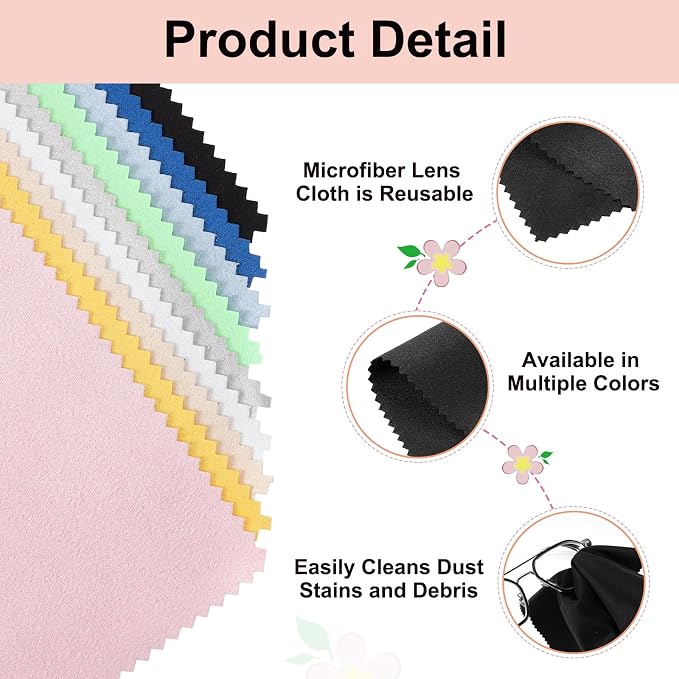 uxcell 6 Pcs Microfiber Cleaning Cloth for Glasses, 8 x 8 Inch Eyeglass Cleaning Cloth, Glasses Cleaner Wipes for Electronics Lenses Screens Cameras Cell Phones, Black - Image 3
