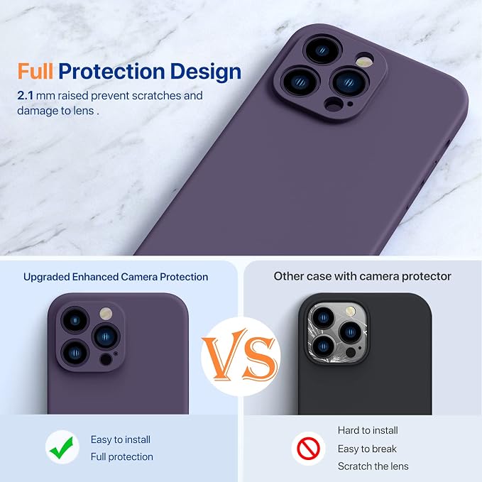 Miracase Silicone for iPhone 14 Pro Case, Dark Purple | Soft Anti-Scratch Microfiber Lining, Premium Silicone Cover Shockproof Drop Protection Phone Case for 14 Pro - Image 8
