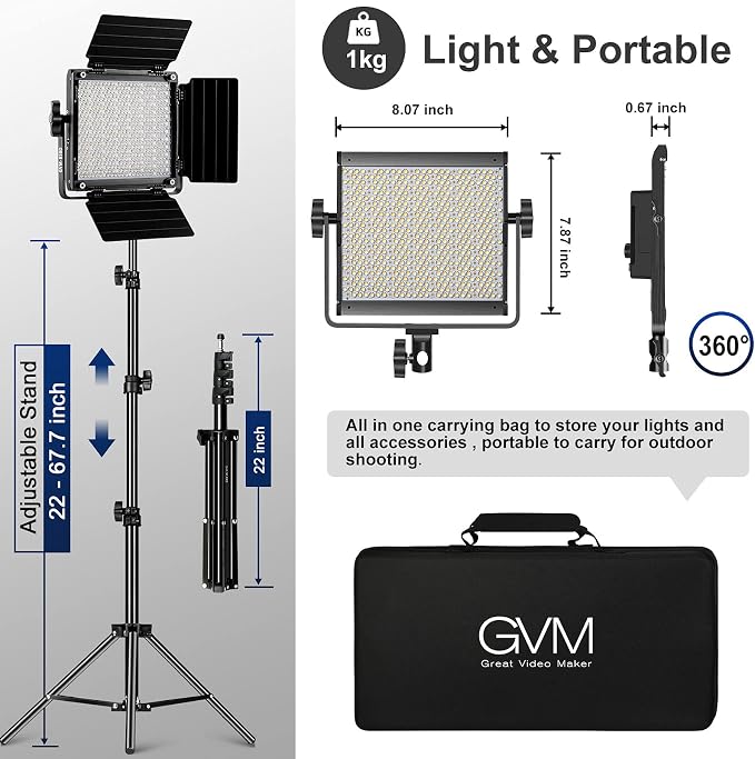 GVM RGB Video Lighting, 360° Full Color Led Video Light with APP Control, 3 Packs 850D Photography Lighting Kit CRI 97, YouTube, Aluminum Alloy Shell - Image 6