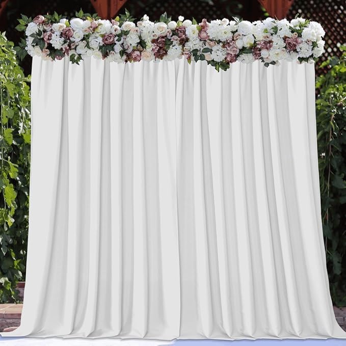 Joydeco White Backdrop Curtain for Parties, Wrinkle Free White Curtains Photo Backdrop for Wedding Decor, Birthday Party Graduation Baby Shower Photography(5ft x 8ft, 2 Panels) by JOYDECO