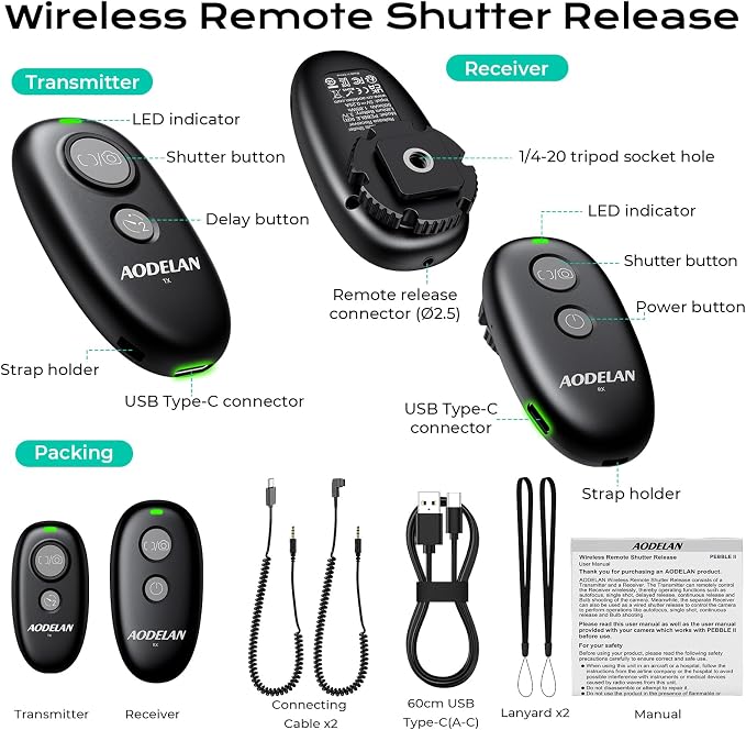 USB-C Rechargeable Wireless Camera Remote Shutter Release for Sony | A7 IV, A7 III, A7R V, A7R IV, A7S III, A1, A9 II, A9, A6600, A6500, A6400, A6000, RX100 VII, RX100 VI, ZV-1, FX3, FX30 - Image 8