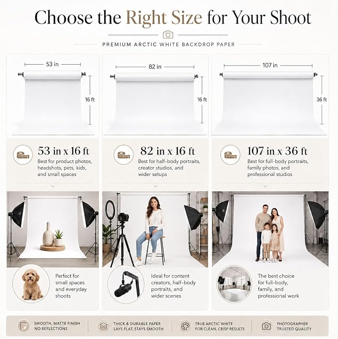 Yizhily Pursuit Grey Seamless Paper Backdrop, 53 in x 16.4 ft | Headshots; portrait photography; tabletop products; product shoots; small studio photoshoots - Image 9