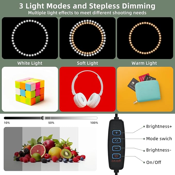 Lightdow 16"x16"x16" Photo Studio Light Box Photography with Type-C Plug/Cable & 180 LEDs(CRI>95), 6 Backdrops-Portable/Dimmable/Folding Shooting Tents for Toys/Jewelry/Watches/Cosmetics - Image 2