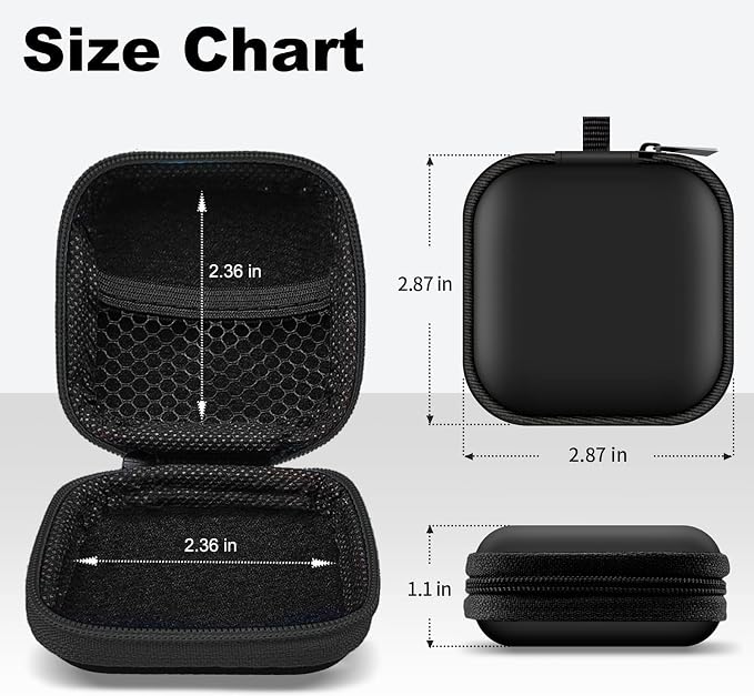 Square Earbud Case Portable EVA Carrying Case Storage Bag Cell Phone Accessories Organizer with Carabiner for Earphone, Earbud, Earpieces, SD Memory Card, Camera Chips, Tech Pouch, Green - Image 4